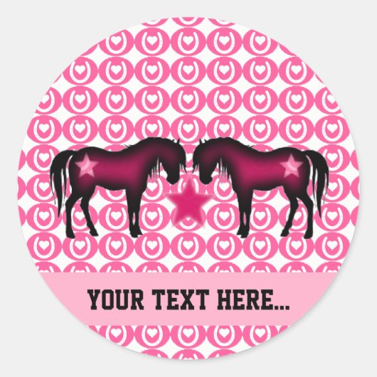 Sticker Rond Pony rose personnalisé (Devant)