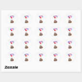 Sticker Rond Poo Emoji Voler Avec Ballons (Feuille)