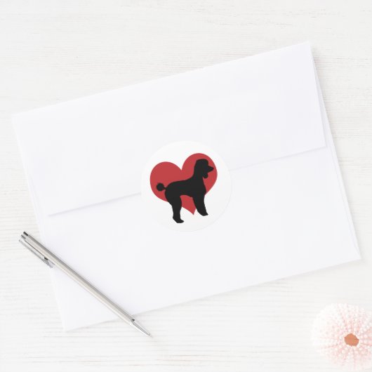 Sticker Rond Poodle (Enveloppe)
