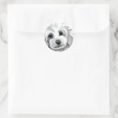Sticker Rond Poodle blanc (Sac)