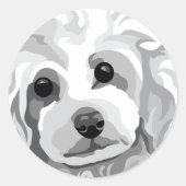 Sticker Rond Poodle blanc (Devant)
