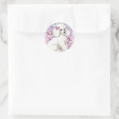 Sticker Rond Poodle blanc dans les Lilacs Art et cadeaux (Sac)