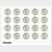 Sticker Rond Poodle blanc Santa Hat Joyeuses Fêtes (Feuille)