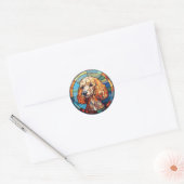 Sticker Rond Poodle de chien en verre doux (Enveloppe)