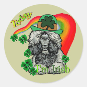Sticker Rond Poodle de la Saint Patrick