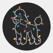 Sticker Rond Poodle Dogs Tree Christmas Xmas Pet Animal Dog (Devant)