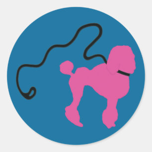 Sticker Rond Poodle et poitrine rose Felt 50