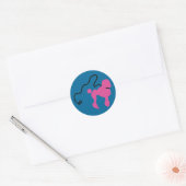 Sticker Rond Poodle et poitrine rose Felt 50 (Enveloppe)