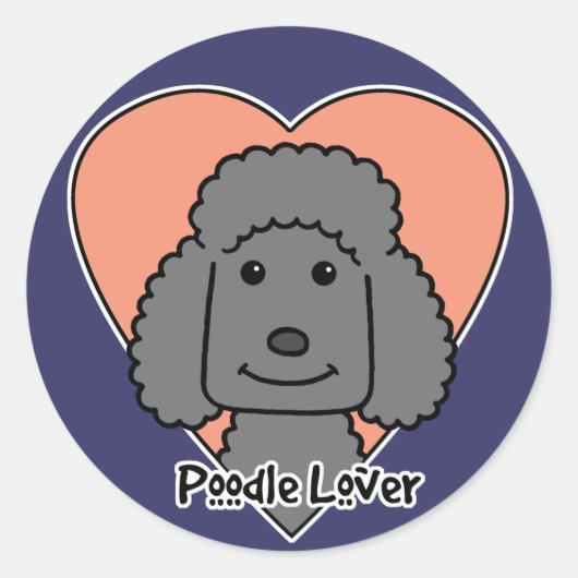 Sticker Rond Poodle Lover (Devant)