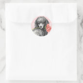 Sticker Rond Poodle miniature Rose Valentine (Sac)