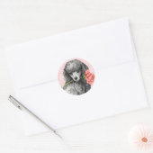 Sticker Rond Poodle miniature Rose Valentine (Enveloppe)