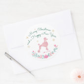 Sticker Rond Poodle Pastel Pink Gift Wrap - Personal Text (Enveloppe)