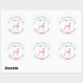 Sticker Rond Poodle Pastel Pink Gift Wrap - Personal Text (Feuille)
