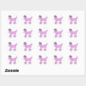 Sticker Rond Poodle rose (Feuille)