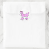Sticker Rond Poodle rose (Sac)