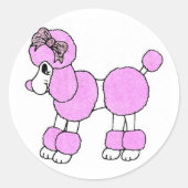 Sticker Rond Poodle rose (Devant)