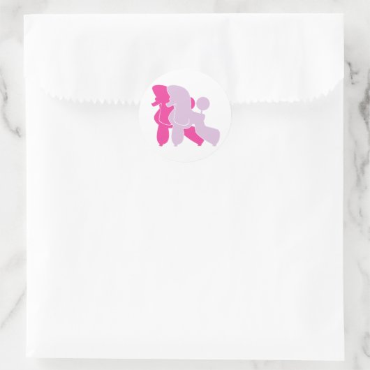 Sticker Rond Poodle rose (Sac)