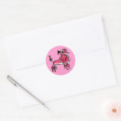 Sticker Rond Poodle rose des années 50 (Enveloppe)