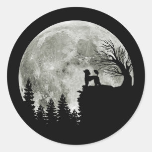 Sticker Rond Poodle Sur Mountain Halloween Cadeau Pour Poodle L