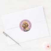 Sticker Rond Poodle violet Merci chien floral Whimsical (Enveloppe)