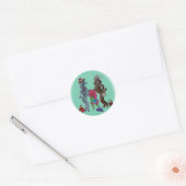 Sticker Rond Poodles en diamants (Enveloppe)
