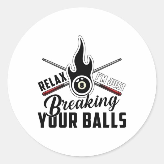 Sticker Rond Pool Billard Snooker 8 Ball Billard Drôle Cadeau (Devant)