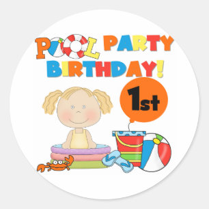 Sticker Rond Pool Party 1er Anniversaire T-shirts et cadeaux