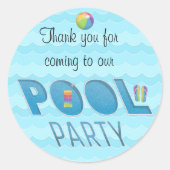 Sticker Rond Pool Party Merci Rainbow version (Devant)