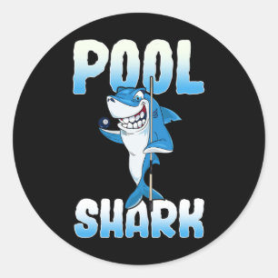 Sticker Rond Pool Shark Funny Pool Billard Joueur