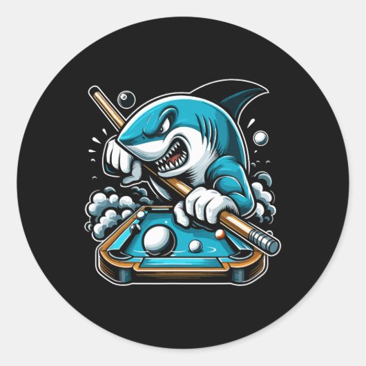 Sticker Rond Pool Shark Funny Pool Player Billard Billard 8- (Devant)
