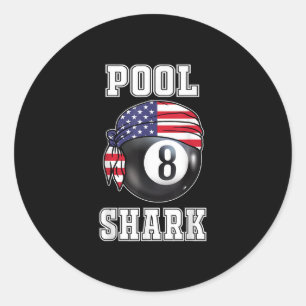 Sticker Rond Pool Shark Jersey Cool Gift Top Bar Billard