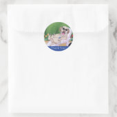 Sticker Rond Poolside Party labradors peinture (Sac)