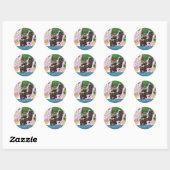 Sticker Rond Poolside Party labradors peinture (Feuille)