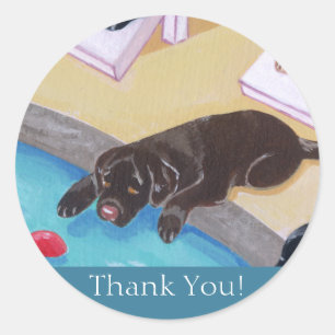 Sticker Rond Poolside Party labradors peinture