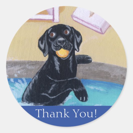 Sticker Rond Poolside Party labradors peinture (Devant)