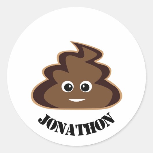 Sticker Rond Poop Emoji fête d'anniversaire Favoriser (Devant)