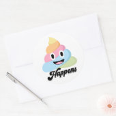 Sticker Rond Poop Emoji mignon Amusant Arc-en-ciel (Enveloppe)
