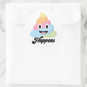 Sticker Rond Poop Emoji mignon Amusant Arc-en-ciel (Sac)