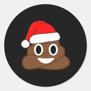 Sticker Rond Poop Emoticon Père Noël Face Emoticon Py