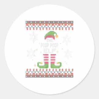 Sticker Rond Poop Poop Elf Vilain Noël