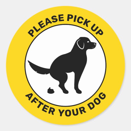 Sticker Rond Pooping Chien S'Il Vous Plaît Ramasser Après Votre (Devant)