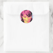 Sticker Rond pop art aux cheveux rouges (Sac)