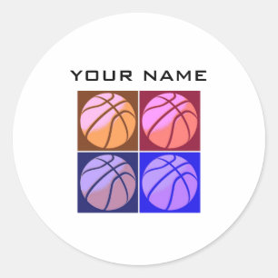 Sticker Rond Pop Art Basketball Votre nom