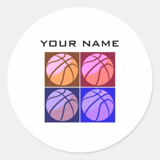 Sticker Rond Pop Art Basketball Votre nom (Devant)