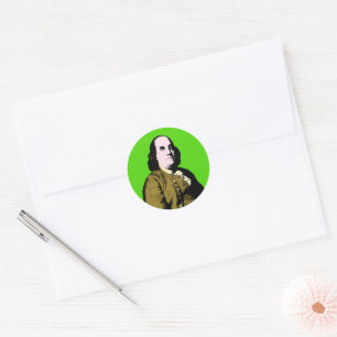 Sticker Rond Pop Art Ben Franklin