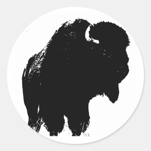 Sticker Rond Pop Art Buffalo Bison Silhouette (Devant)
