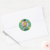 Sticker Rond Pop Art Comic Girls Soccer Anniversaire (Enveloppe)