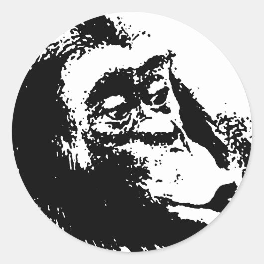 Sticker Rond Pop Art drôle Chimpanzé (Devant)