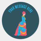 Sticker Rond Pop Art femme historique en robe bouillonnante per (Devant)