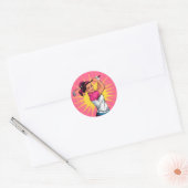 Sticker Rond Pop Art Girl Golfer fête d'anniversaire (Enveloppe)